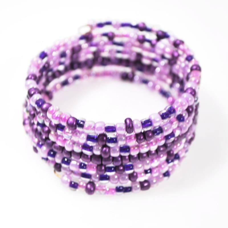 Violet Purple Memory Wire Wrap Around Bracelets