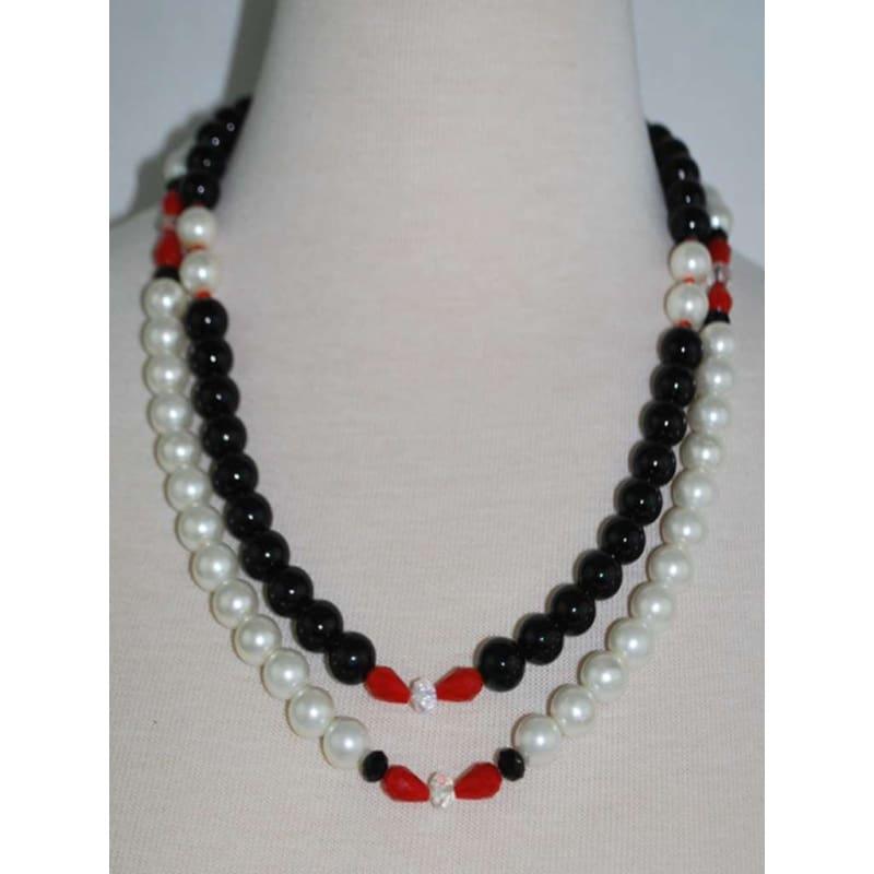 White and Black Glass Bead Necklace