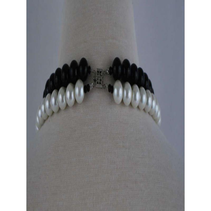 White and Black Glass Bead Necklace