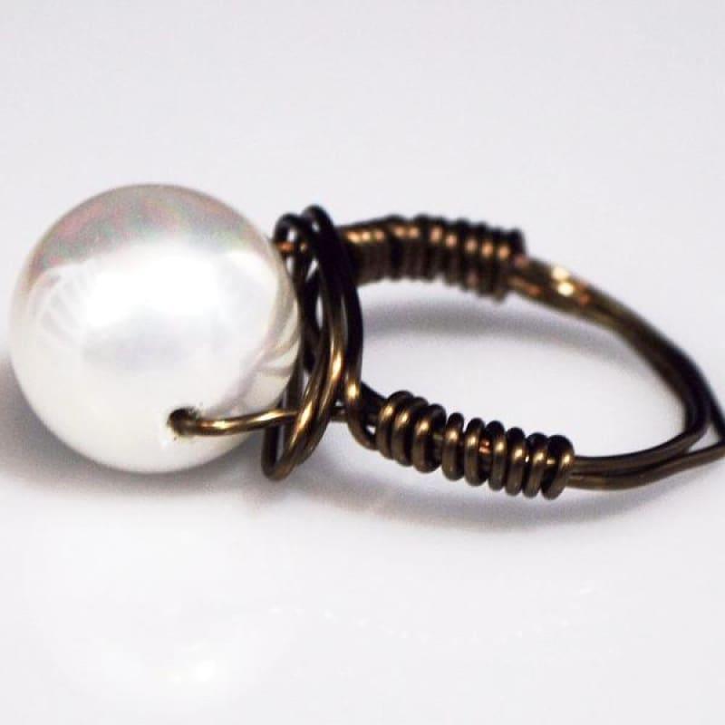 White Shell Bead Ring