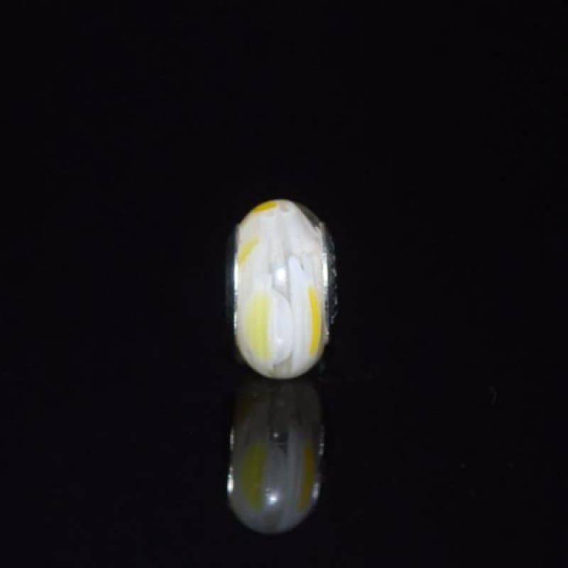 Yellow and  White Murano Glass Charm bead