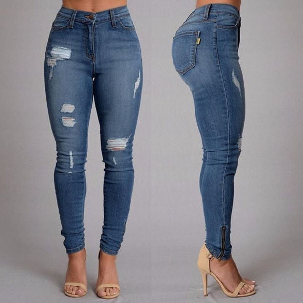 Women Jeans Full Length Mid-waist Pencil Pants – Shodg