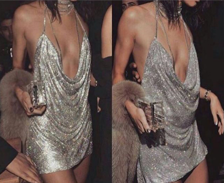 low cut sequin dress