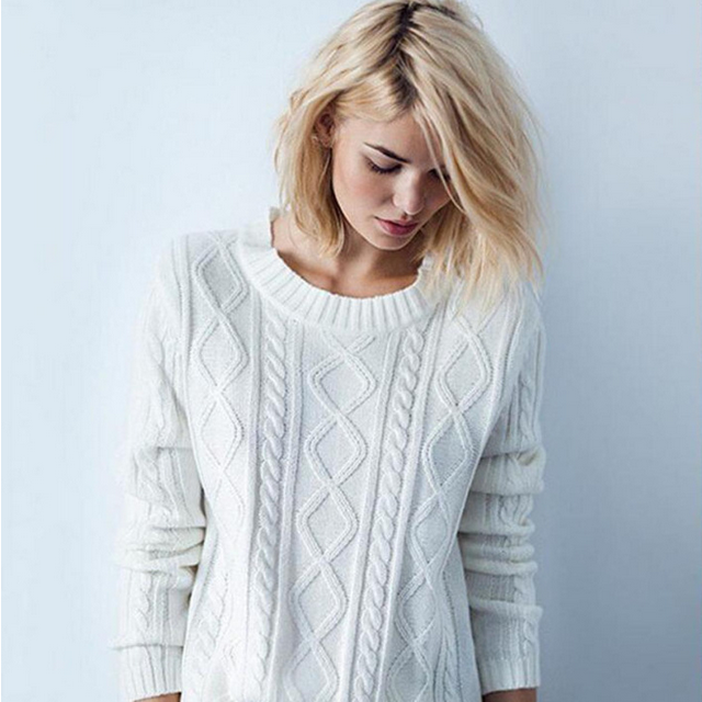 Round neck long-sleeved knit sweater – Shodg