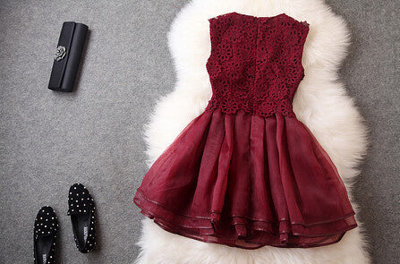 WINE RED LACE DRESS – Shodg