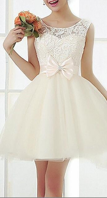 Cute Sleeveless Lace Bow Dress – Shodg