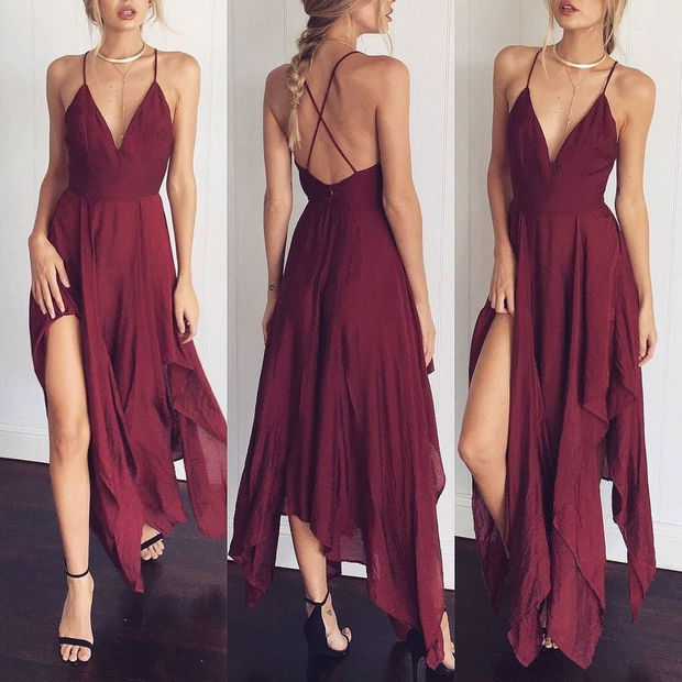 Club V-neck Backless Sleeveless Chiffon 