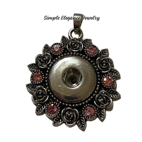 Antique Pink Rhinestone Snap Necklace