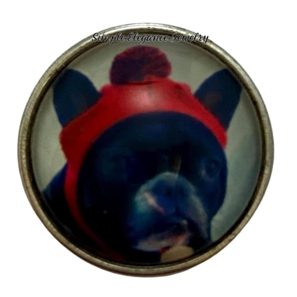 Pug With Red Hat Snap Charm 20mm