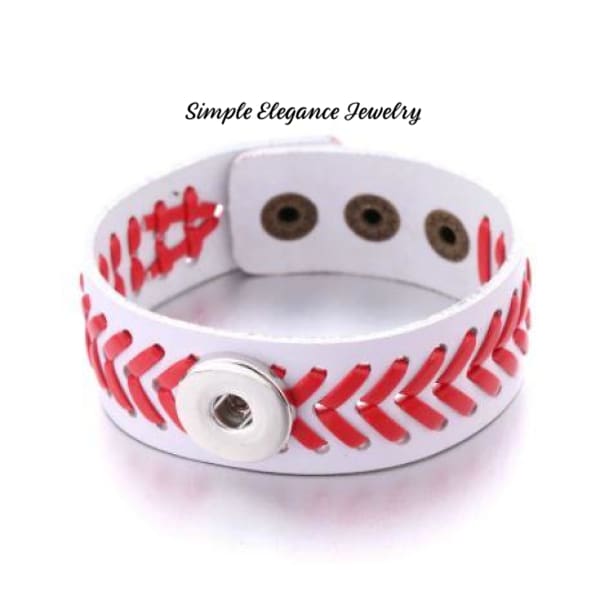 Red and White Laced Leather Baseball Bracelet