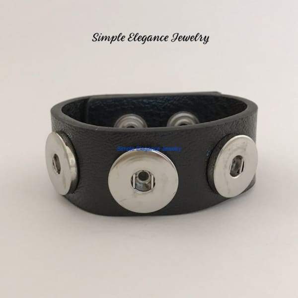 Triple Snap-Black PU Leather Child's Snap Bracelet