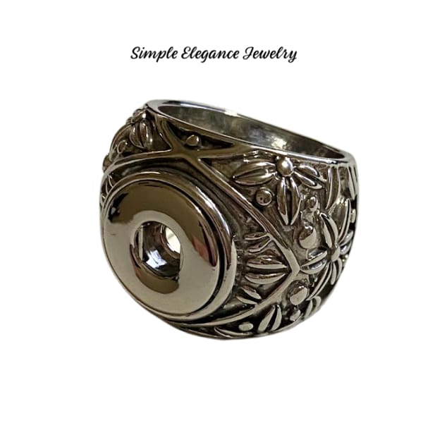 Wide Band Floral Mini Snap Ring