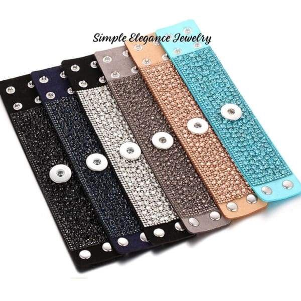 Wide Band Rhinestone Single Snap Bracelet