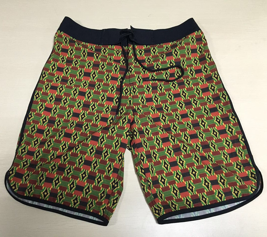 RuvaAfricWear Kente Print Boardshorts