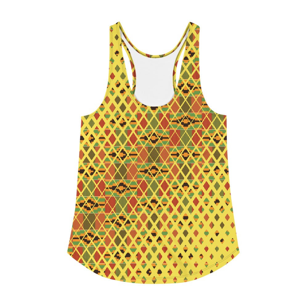 Kente Squares Scatter Women's Racerback Tank - RuvaAfricWear