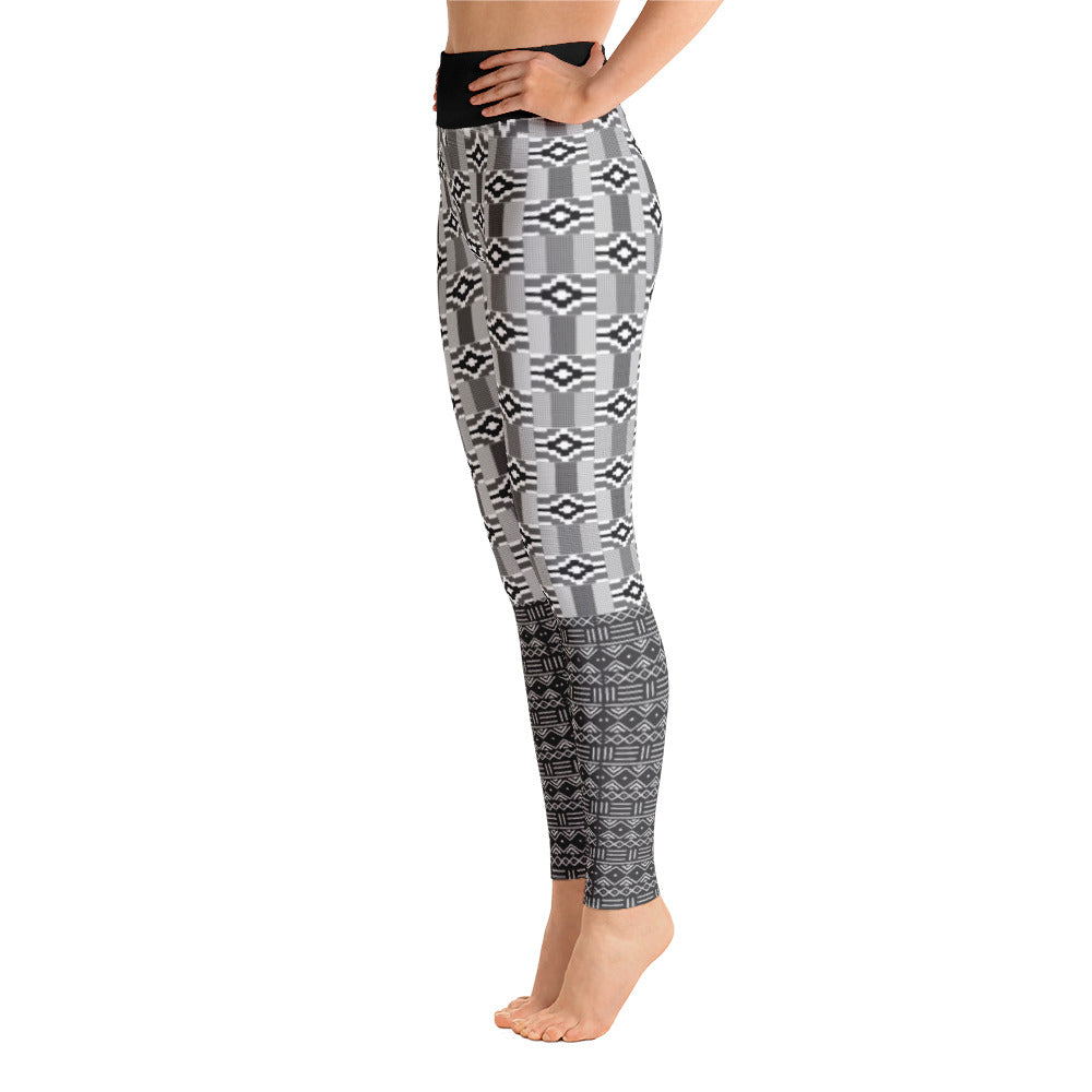 Kente and Mud cloth Print Yoga Leggings - Style 3 - RuvaAfricWear