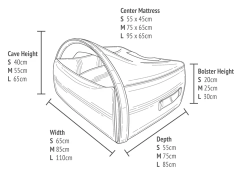 KONA CAVE® Snuggle Cave Bed Dimensions