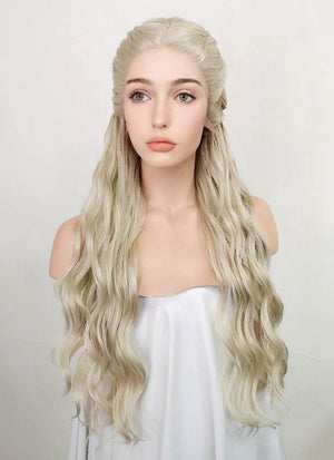 Light Ash Blonde Braided Lace Front Synthetic Wig LF2039