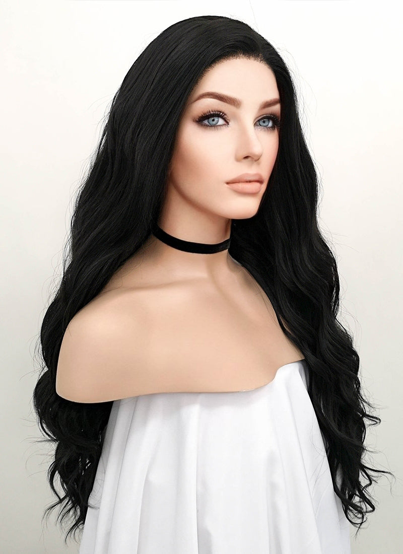 Wavy Natural Black Lace Front Synthetic Wig Lf095 Wig Is Fashion