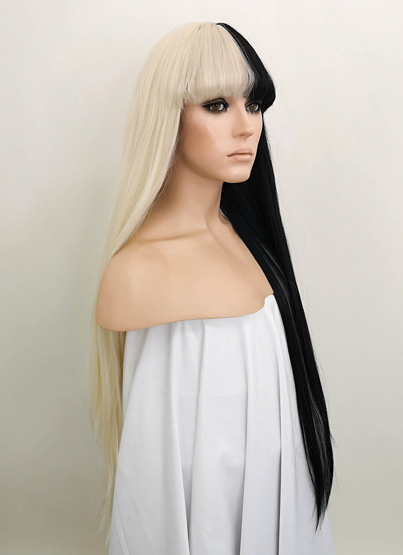 Blonde Black Split Color Straight Lace Front Synthetic Wig Lf1507