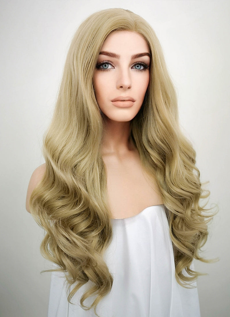 Wavy Ash Blonde Lace Front Synthetic Wig Lf373 Wig Is Fashion