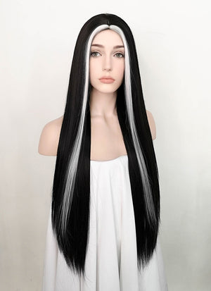 Black Mixed White Straight Synthetic Wig NS199
