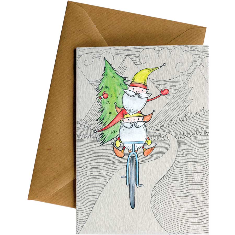 Image of Elves Bike <br>Greeting Card  