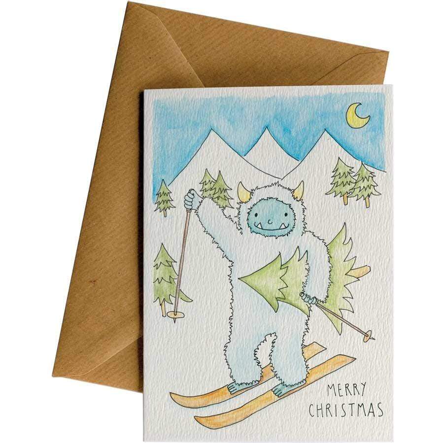 Image of Merry Christmas (Skiing Yeti) <br>Greeting Card