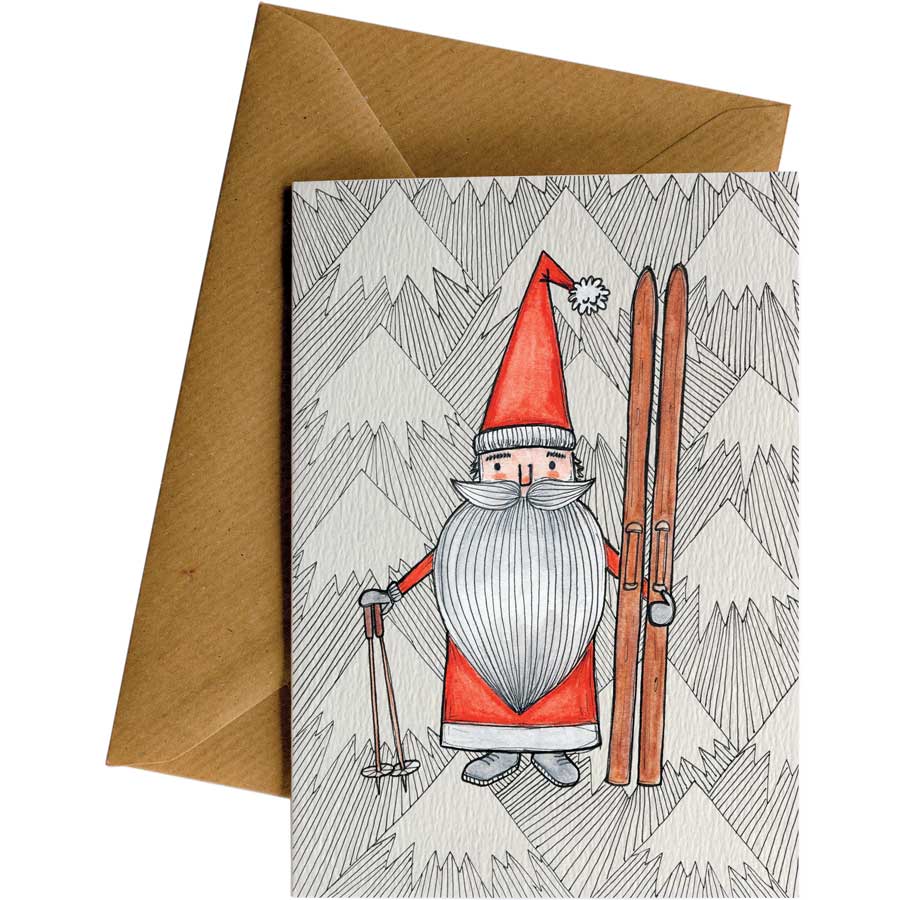 Image of Santa Skis<br>Greeting Card ll N ",U fJ Q0 i Ai o Q vr'' iy RS 