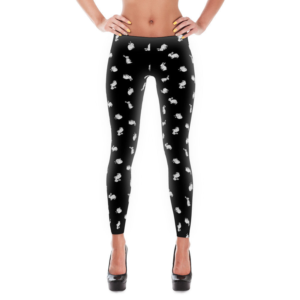 Bunny Print Leggings (Black) – Worried Potato & Co.