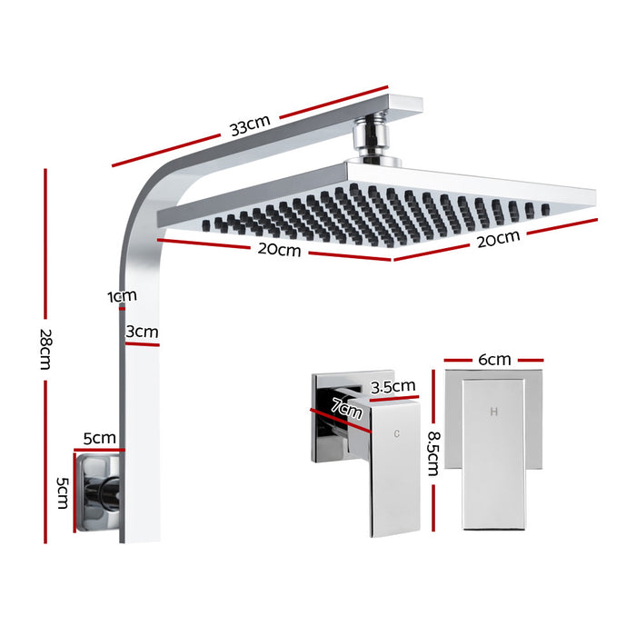 Cefito Wels 8 Rain Shower Head Taps Square High Pressure Wall Arm Di — Ozdingo