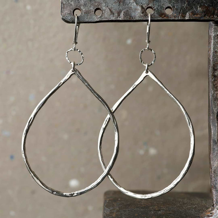 Hand Forged Distressed Silver Hoop Earrings | BreatheAutumnRain
