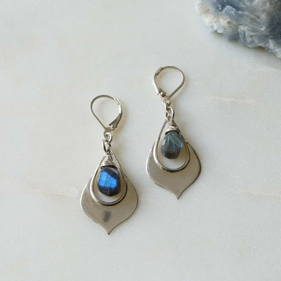 Labradorite Sterling Silver Hoop Earrings | Breathe Autumn Rain