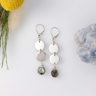 Labradorite Sterling Silver Hoop Earrings | Breathe Autumn Rain