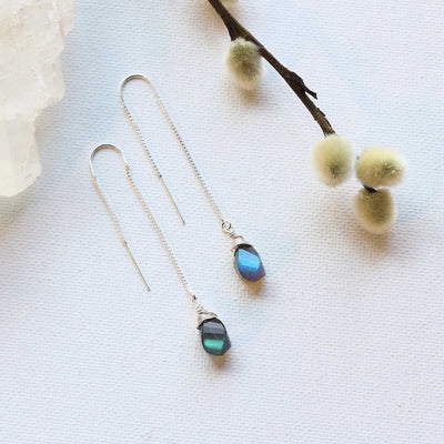 Labradorite Sterling Silver Hoop Earrings | Breathe Autumn Rain