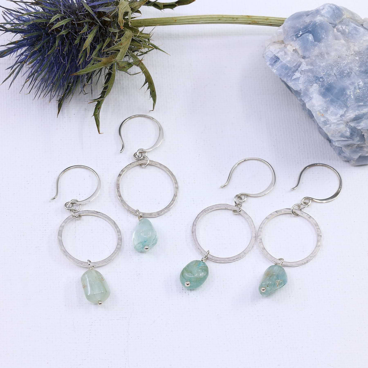 Waterdrops - Natural Aquamarine Sterling Silver Earrings ...