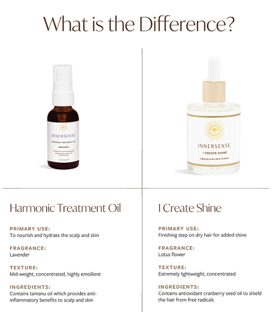 Innersense Hair Oil Comparison - Harmonic Treatment Oil or I Create Shine?