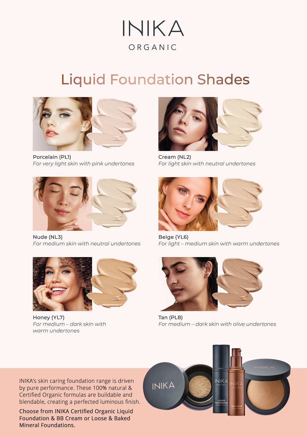 Find your shade! Inika Organic BB Cream Shade Chart. One Fine Secret Clean Beauty Store Melbourne Australia