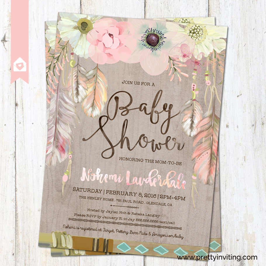 Boho Chic Baby Shower Invitation 