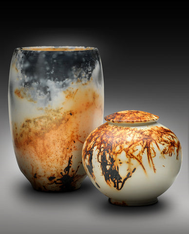 saggar fired vessels by Brenda McMahon