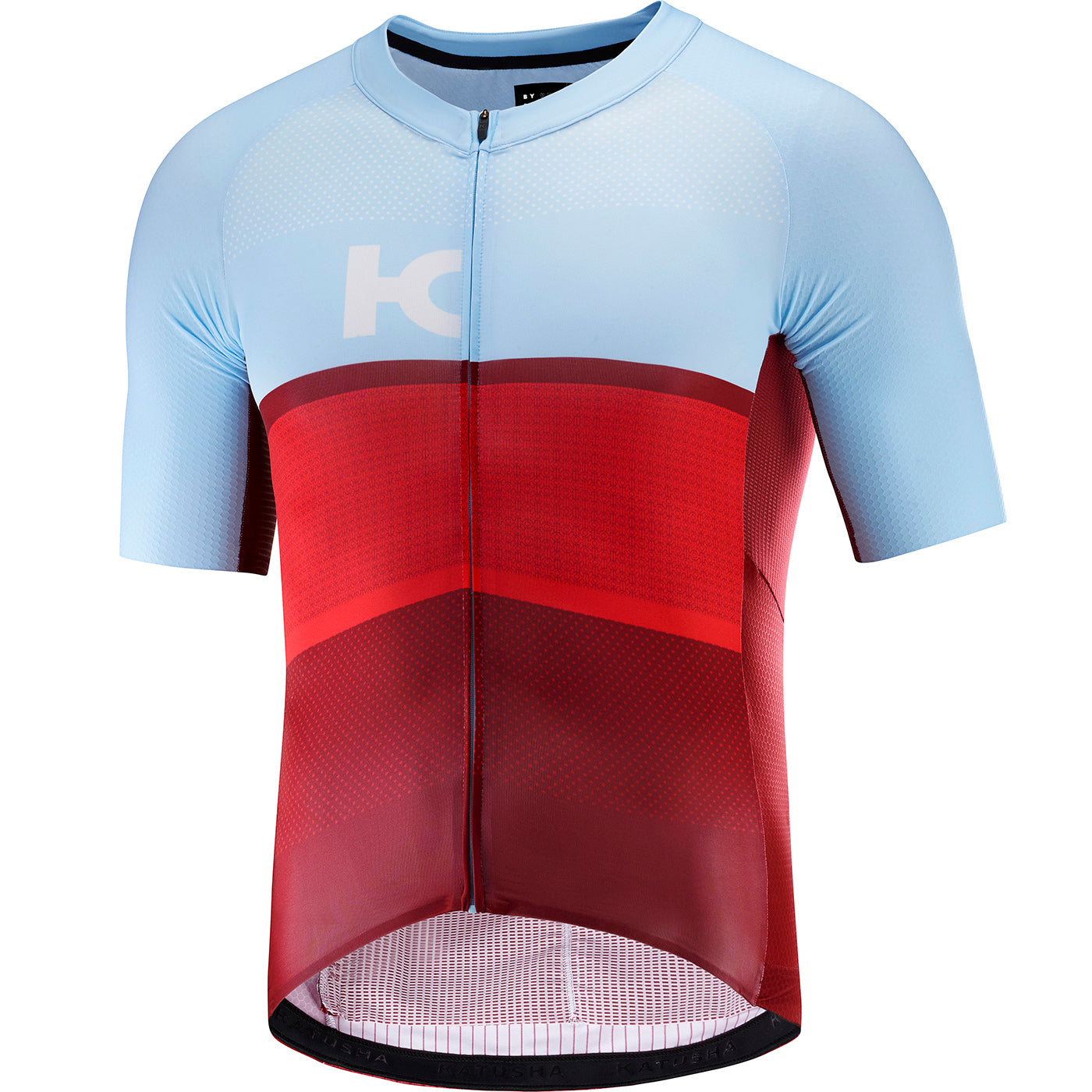 red and light blue jersey