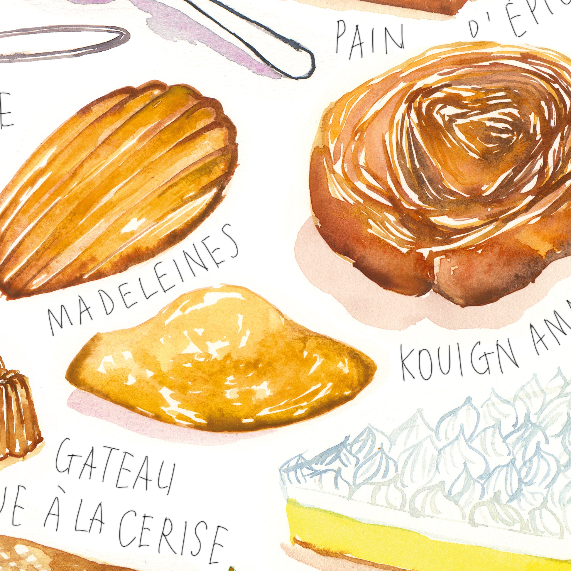 french pastries drawings