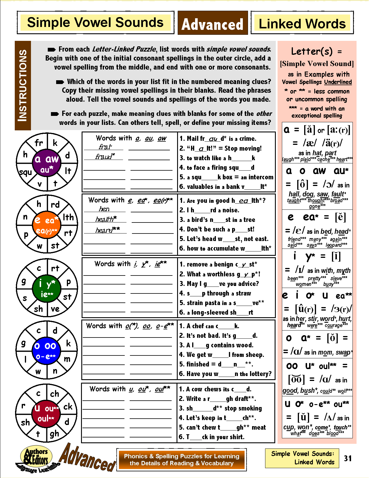 Advanced Phonic Spelling Puzzles Advanced Level 4 For Learning Th 2learn English