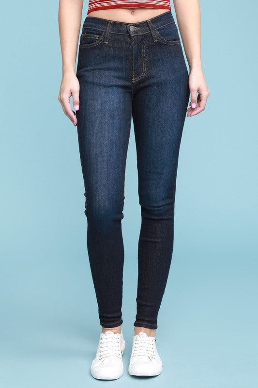 dark blue high waisted skinny jeans