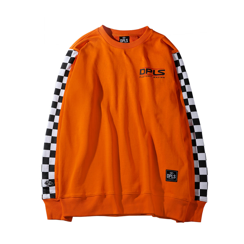 sweatshirt with checkered sleeves