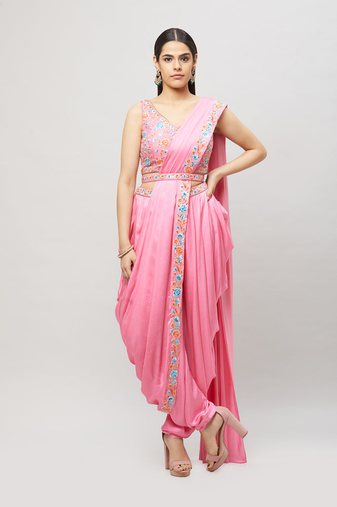 Buy Custom Made Party Wear Drape Saree Pre Stitch Saree Dhoti Saree With  Sequin Blouse Designer Wedding Drape Saree Skirt Dhoti Saree Online in  India - Etsy
