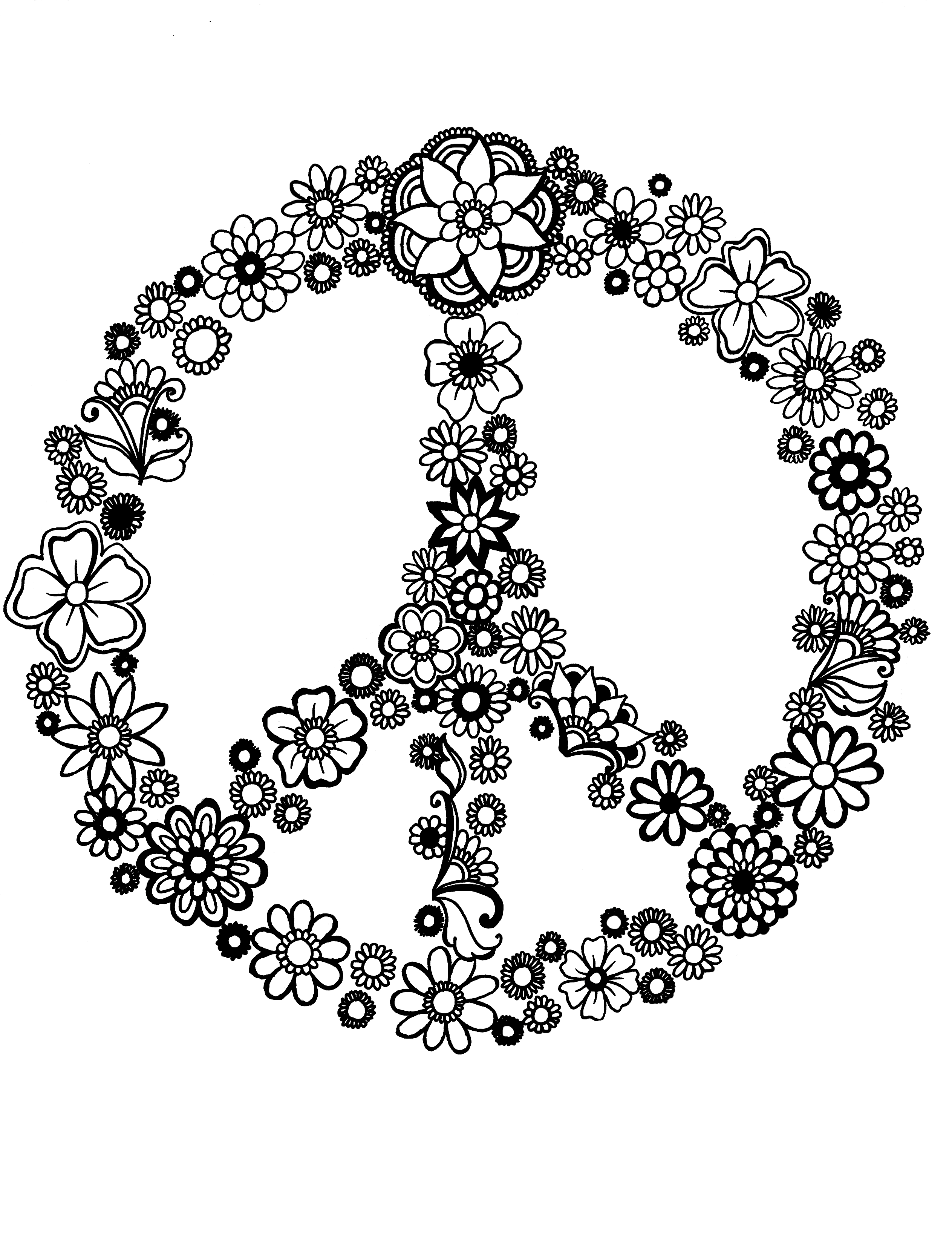 free peace sign mandalas coloring pages