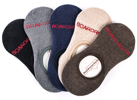 five colors of merino wool no show socks from Boardroom Socks