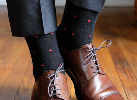 navy socks with black shoes
