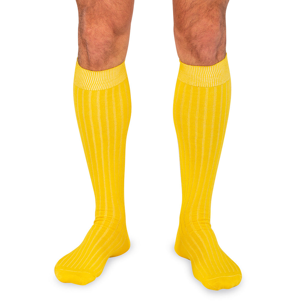 Yellow Cotton Mid Calf Dress Socks - Boardroom Socks